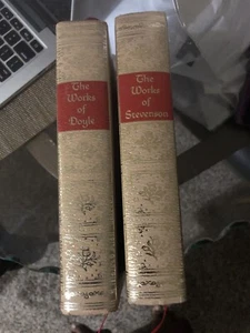 Lot 2 Books The Works of Stevenson and The Works of Doyle Leather Back Books - Picture 1 of 11