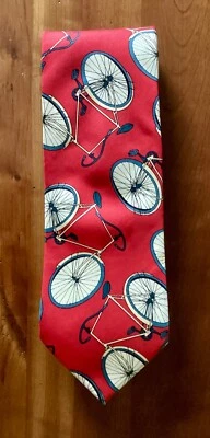 Lands’ End Red and Blue Bicycle Tie 100% Silk Hand Sewn Foto 1 de 3