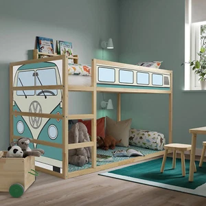 Calcomanía de cama verde como nueva Hippie Van IKEA Kura, calcomanía para niños retro autobús pegatina - Imagen 1 de 5
