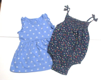 CAMISA 2 NIÑAS PEQUEÑAS BEBÉ HUECO AZUL FRUTA BURBUJA Y LUNARES TALLA 12-18 Y 18-24 M Foto 1 de 3