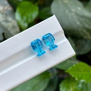 Natural Swiss Blue Topaz Bottle Cut 7.8 Carat Pair Gemstone For Making Jewelry - Picture 1 of 5