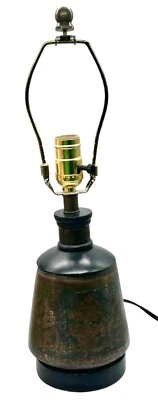 Uttermost Mela 1 Light Table Lamp Terracotta & Wood Aged Black Gold 17" No Shade - Image 1 of 4