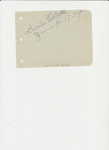 LUCILE COLLETTE AUTÓGRAFO 1934 EN PÁGINA DE ÁLBUM - Imagen 1 de 1
