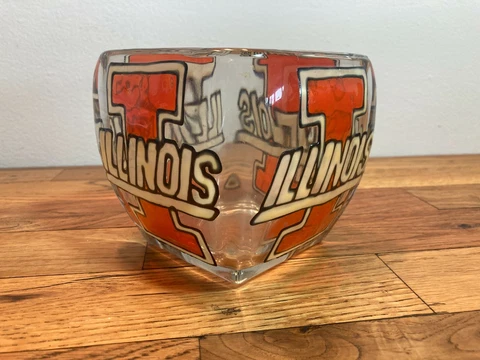 University of Illinois Stained Glass Votive Vase Bowl Trinket Jewelry Cover