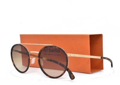 iC! Berlin sunglasses BURAN GOLD TORTOISE ROUND AVIATOR FRAME BROWN LENS Foto 1 de 4