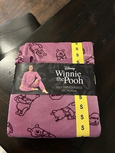 NEW Disney Womens Sz Sm Pink Winnie the Pooh Silky Stretch Fleece 2Pc Lounge Set - Picture 1 of 9