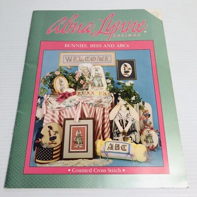 Bunnies Bees and ABCs Alma Lynne Designs Counted Cross Stitch Booklet VTG 1989 - Image 1 of 4