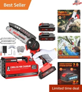 Portable Mini Chainsaw - 21V Battery Powered - Easy Gardening - 6-Inch Guide Bar - Picture 1 of 7