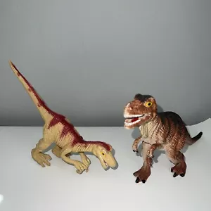 BCLA Set of 2 Hard Plastic Dinosaurs Tyrannosaurus Rex & Velociraptor 1997 - Picture 1 of 16