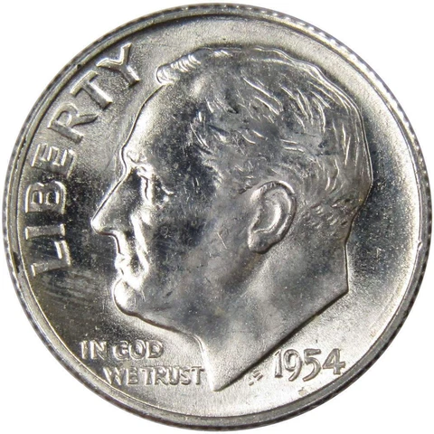 1954 S Roosevelt Dime BU Uncirculated Mint State 90% Silver 10c US Coin Cover