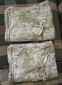 Juego de 2 fundas de almohada verdes Pottery Barn Matine Toile mezcla de lino 21"x28" florales - Imagen 1 de 22