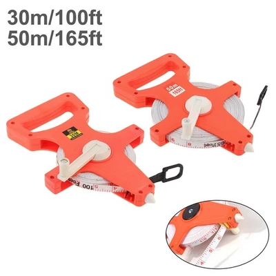 30m 100ft / 50m 165ft  Double-Sided Inches/Metric Long Measuring Tape Reel - Image 1 of 4
