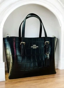 Coach Mollie Tote Bag 25 Carryall Bag With Signature Crossbody Silver Black - Picture 1 of 11