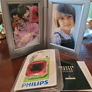Sharper Image Talking Dual Picture Frame NWOB & Philips Personalized Keychain - Picture 1 of 13