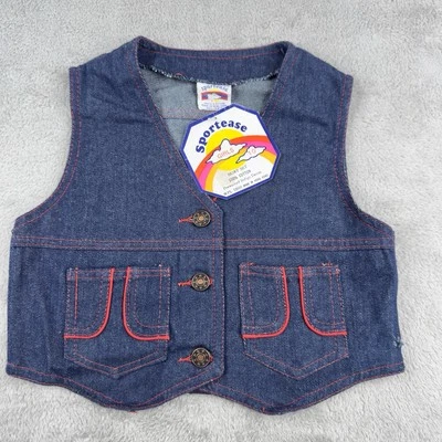 NUEVO Chaleco Denim Sportease Niños Niñas Niño Rosa Camionero Western Vintage Talla 10 Foto 1 de 4