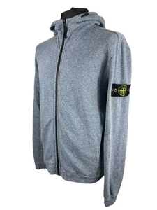 Stone Island Zip Up Hoodie Mens Blue Marl Cotton Casual Sweatshirt L 631563855 - Picture 1 of 7