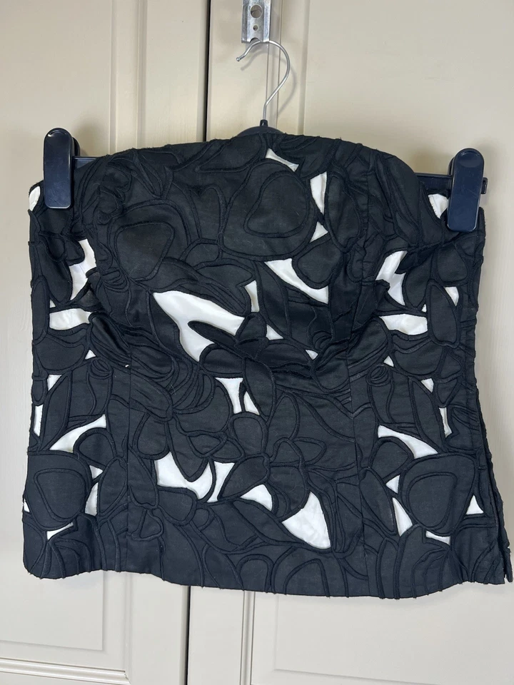 Coast Black White Broderie Anglaise Embroidered Bustier  Size 16 BNWOT - Image 1 of 4