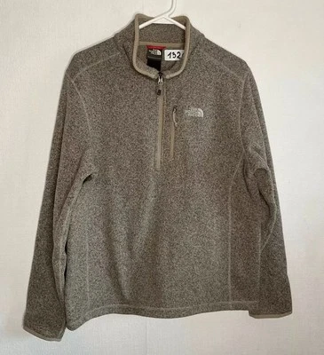 Suéter The North Face Para Hombre Talla L Polar Cuarto Cremallera Caqui Gris Cálido Pullover* Foto 1 de 4