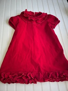 Girls Red Cordoroy Zuccini Dress Size 4 holidays Christmas winter ruffles - Picture 1 of 5