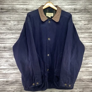 Vintage St. John's Bay Jacke Herren XLT Navy Canvas Chore Mantel Flanell gefüttert 90s - Bild 1 von 10