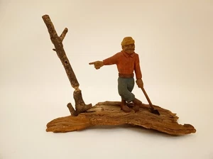 Vintage Volkskunst Holzschnitzerei Holzfäller mit Axt Baumfäller Kunsthandwerk KK 87 - Bild 1 von 15