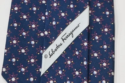 SALVATORE FERRAGAMO FLORAL AZUL SEDA HOMBRE Corbata Cuello W: 3 3/4" POR L:59" Foto 1 de 4