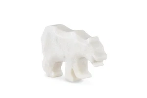 Escultura de oso de mármol blanco Maitland Smith - Acabado afilado - Decoración moderna de 10" - Imagen 1 de 4