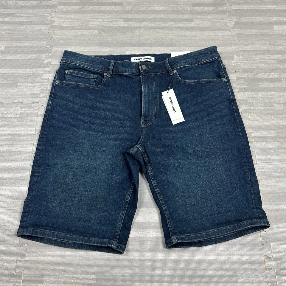DKNY Bedford Slim-Fit Jean Shorts Mens Size 36 x 10 Blue Mountain Denim $69 - Image 1 of 4