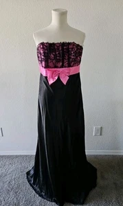 Jessica Mcclintock For Gunne Sax Black Pink Formal Dress Size 13 Read Descript - Picture 1 of 13