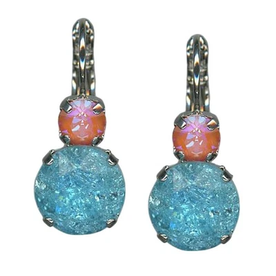 Earrings by Mariana Woman Alluring Aquamarine and Mandarin Swarovski Crystals - Image 1 of 4