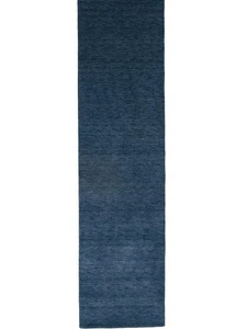 2'7x10'0 Steel Blue Solid Design 3X10 Gabbeh Wool Runner Rug Carpet - Picture 1 of 12