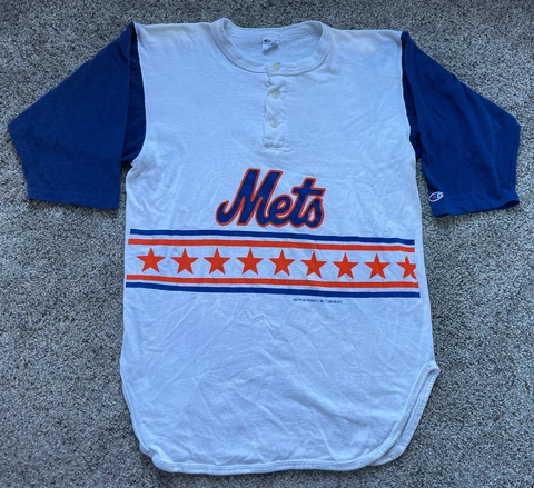 Vintage 1989 Mens XL Champion NYM New York Mets MLB 1/2 Sleeve T-Shirt USA Cover
