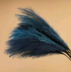 Faux Pampas Grass Tall Artificial Large Pampas Grass Decor 6 Pcs 44''/3.7ft Blue - Picture 1 of 6