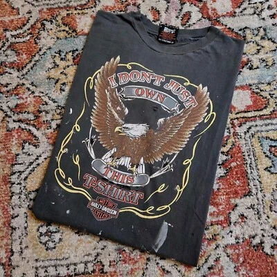 Vtg 90s Harley-Davidson I Dont Just Own A T-Shirt XL Faded Thrashed Biker Tee - Image 1 of 4