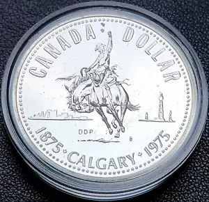 Canadá 1975 prueba dólar de plata $1 - estampida de Calgary - como nuevo - Imagen 1 de 2
