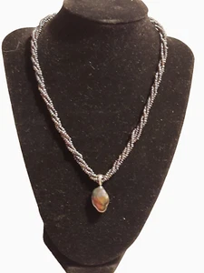 Collana e ciondolo Honora Torsade Trippa filo semi perle blu/viola 925 - Foto 1 di 7