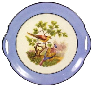 Bavaria Cake Plate Exotic Birds Porcelain Antique A Beauty - Picture 1 of 5