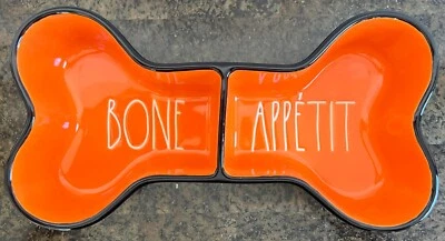 Prato de cerâmica em forma de osso para animais de estimação Rae Dunn BONE & APPETIT 10,5”x 5,5” x 2,5” novo! - Imagem 1 de 4