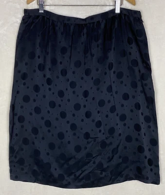 复古 Jon Lawrence 裙子女式 18W/42 黑色圆点 100% 真丝办公室工作 — 第 1/4 张图片