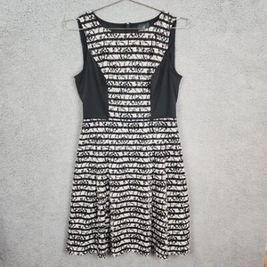 Adrianna Papell Black & White Sleeveless A Line Dress Stretchy Size 6 - Picture 1 of 10