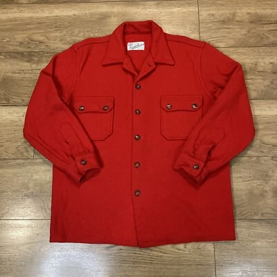 Men's XL Merrill Woolen Mills 100% Wool Shirt Cruiser Vintage Red Shacket - Image 1 of 4