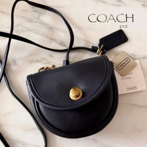 Auténtico mini bolso de hombro COACH vintage de cuero con broche de Alemania negro sin usar - Imagen 1 de 4