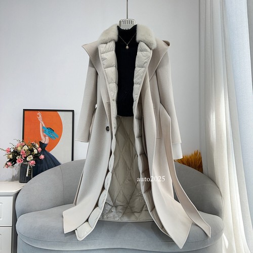 OFF WHITE Giubbotto piumino donna bianco piumino ispessito pelliccia visone dimagrante cashmere