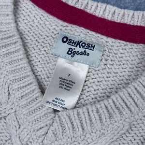 Oshkosh B'gosh Boys Size 7 Cotton Wool Beige Cable Knit Sweater Vest - Imagen 1 de 5