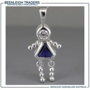 Sterling Silver GEM BEAD BABY CHARM Sapphire Blue Stone September Brand New - Picture 1 of 7