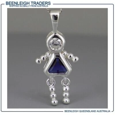 Sterling Silver GEM BEAD BABY CHARM Sapphire Blue Stone September Brand New - Image 1 of 4