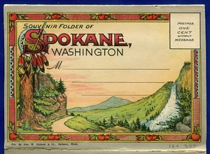 Spokane Washington Skyline Court House Stockyards postcard folder PF756 - Picture 1 of 3