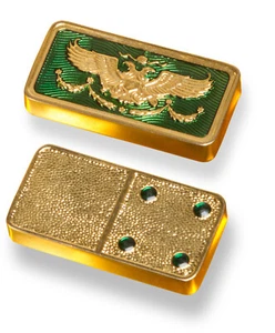 Azulejo de dominó único chapado en oro de 24 k original Franklin Mint House of Fabergé 4-0 - Imagen 1 de 1