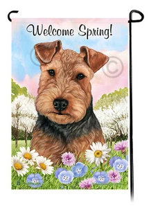 Welcome Spring Garden Flag - Black and Tan Welsh Terrier - Picture 1 of 1