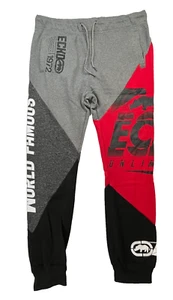 ECKO  Unltd Men's Large Sweatpants Black Gray Red Drawstring - Picture 1 of 9